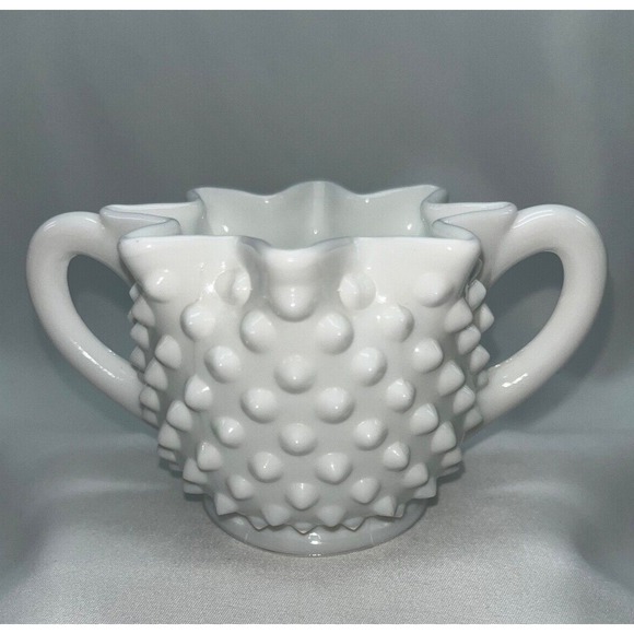 Fenton Other - Fenton Hobnail White Milk Glass Star Shaped Sugar Bowl 3" Vintage